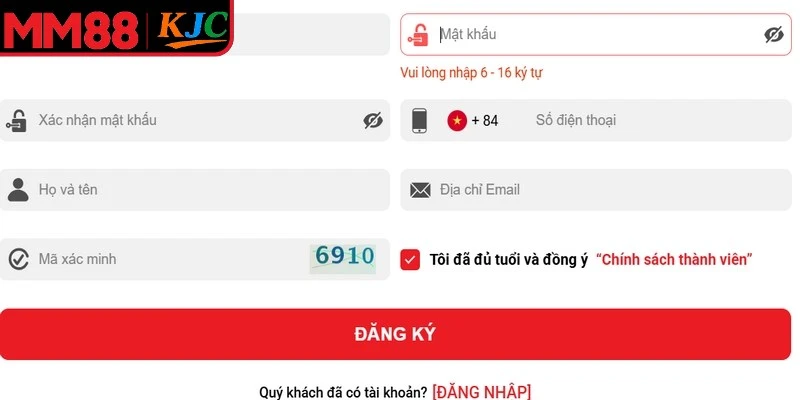 Khi đăng ký MM88, người chơi nên tạo mật khẩu có độ dài đảm bảo